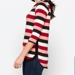 Market & Spruce Stitch Fix Manu Contrast Hem Knit 3/4 Sleeve Striped Top Medium